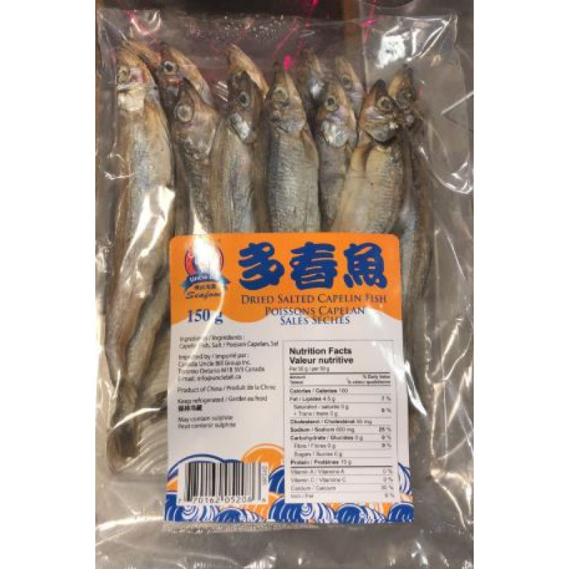 Dried salted capelin fish